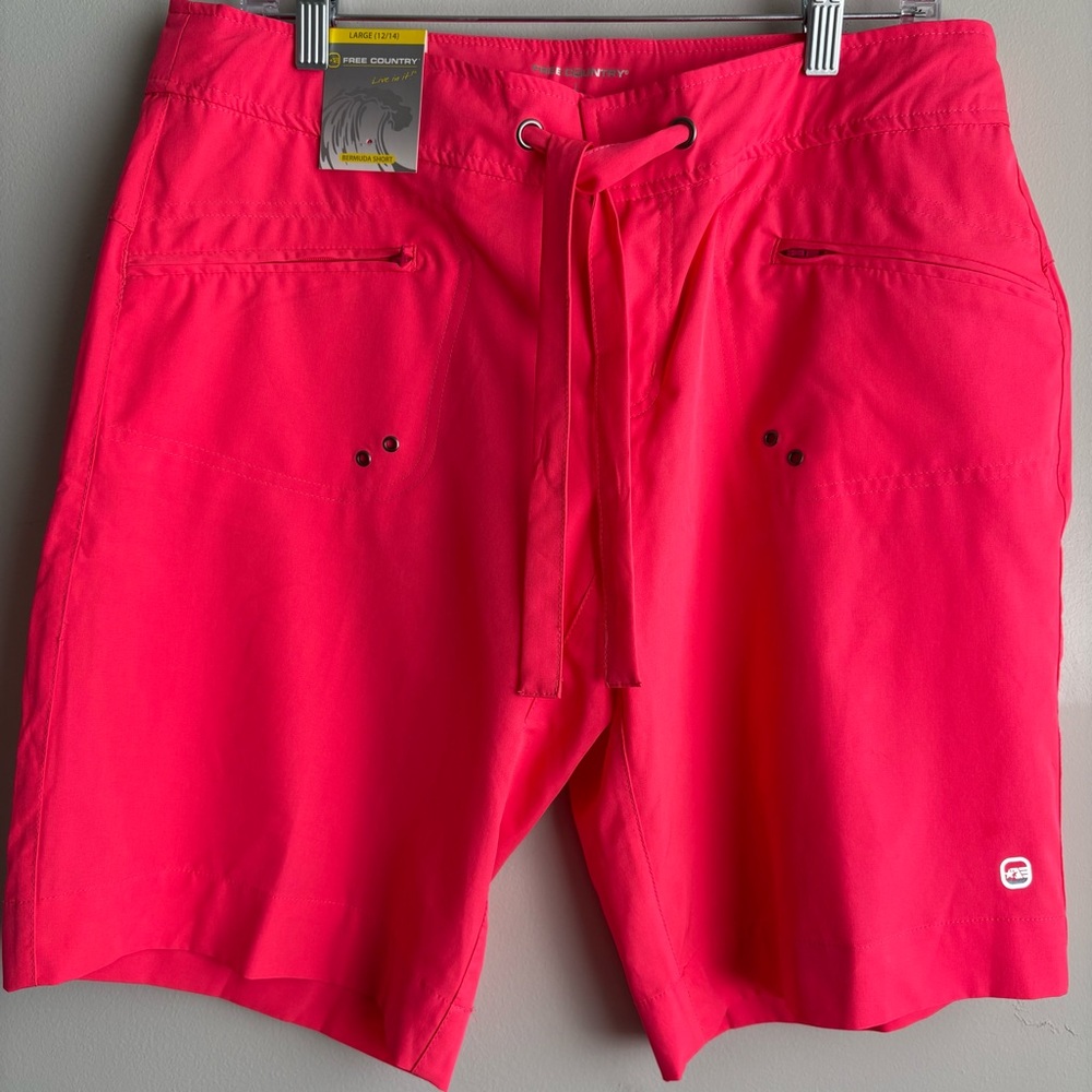 Free Country Bermuda Shorts Women’s Large 12/14 Pink Outdoor Hiking Golf NWT